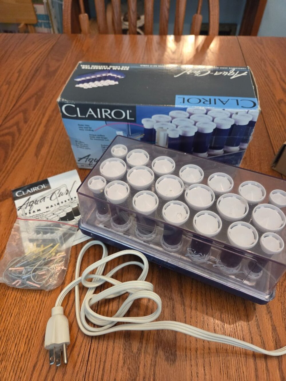 Vintage Clairol Aqua Curl Aqua Steam 20 Blue Velvet Rollers Model K-40